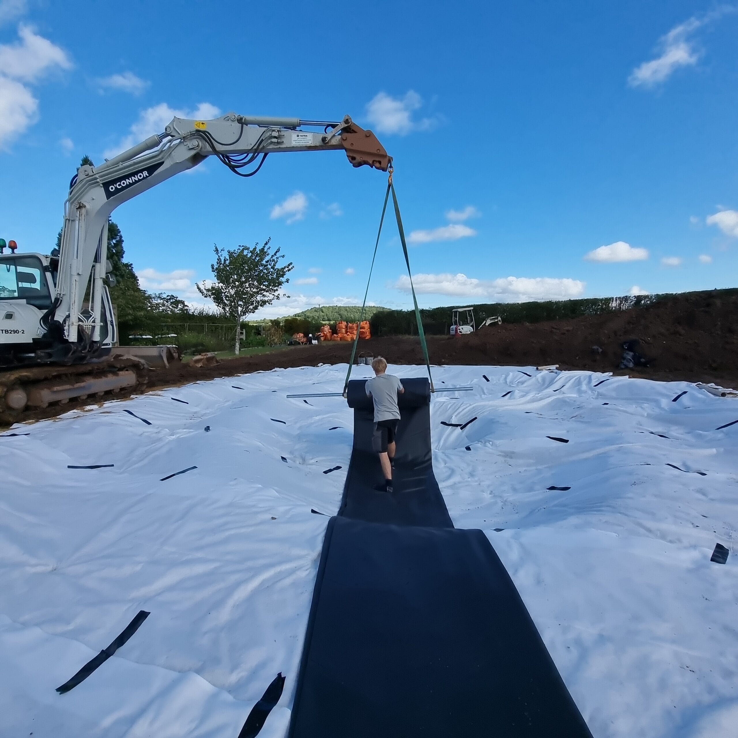 Fells pond lining going in